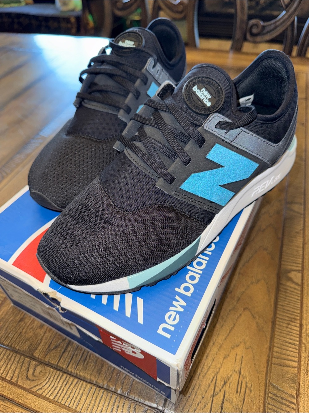 New Balance Men's 247 REV Lite Black & Light Blue Casual Running Sneakers